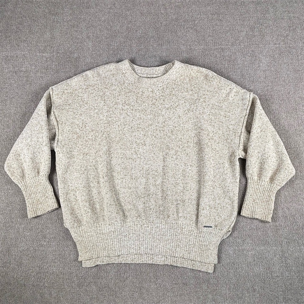 Abercrombie & Fitch Sweater Men's M Oatmeal Heather Knit Crewneck Pullover